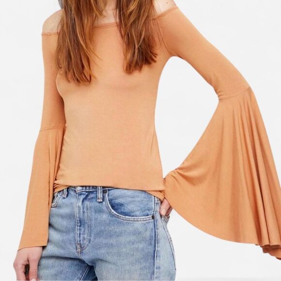 Free People Tops - Free-people Women's Orange and Tan Blouse